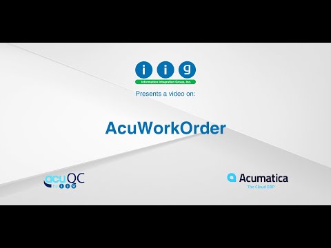 AcuQC dans AcuWorkorder de l'IIG