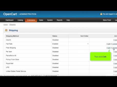 How to configure shipping methods in OpenCart