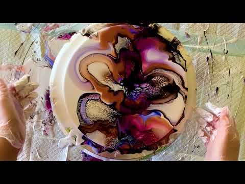 Failed it then Nailed it!!! Stunning Fall Colors Inspired Fluid Art Bloom and Spin on Round Canvas