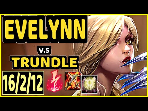PRIDE (EVELYNN) vs TRUNDLE - 16/2/12 KDA JUNGLE GAMEPLAY - EUW Ranked PLATINUM