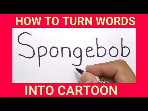 KEREN, menggambar kata spongebob jadi kartun SPONGEBOB,  / how to turn words SPONGEBOB into CARTOON