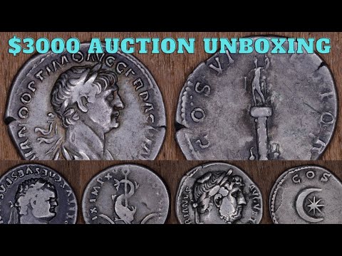 $3000 Ancient Coin Auction Unboxing Wins - Trajan's Column Denarius