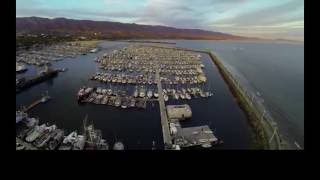 Santa Barbara Harbor Aerial at Sunset