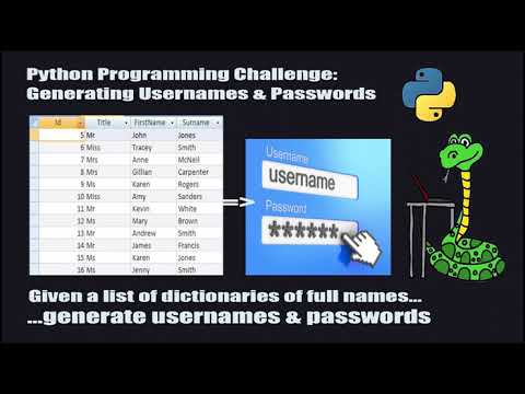 Python Programming Challenge 7 Generating Usernames Passwords