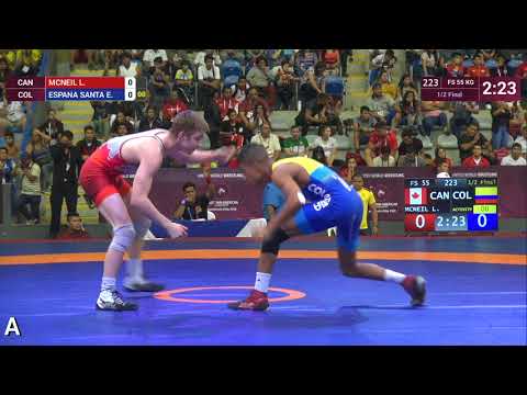 1/2 FS - 55 kg: L. MCNEIL (CAN) v. E. ESPANA SANTA (COL)