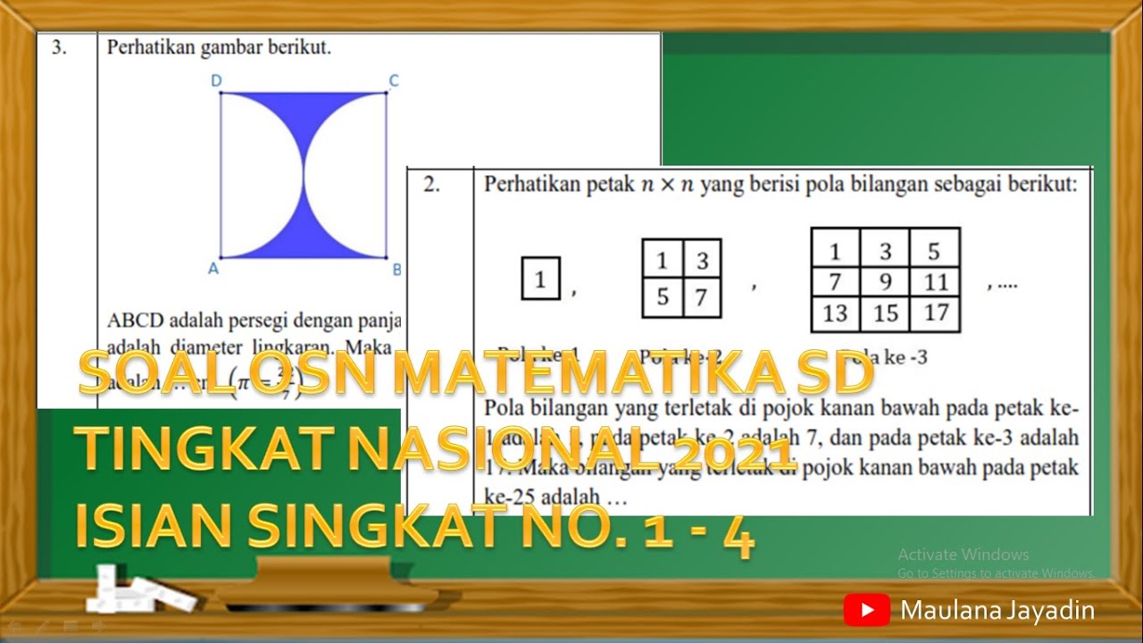 KSN - OSN Matematika SD Tingkat Nasiona Isian Singkat Nomor 1 - 4