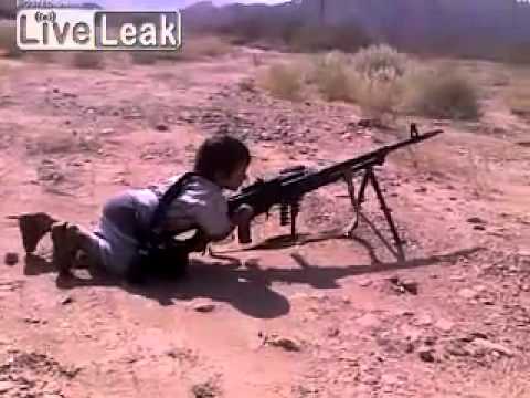 Little 4 Year in Yemen Shooting a SAW - m249