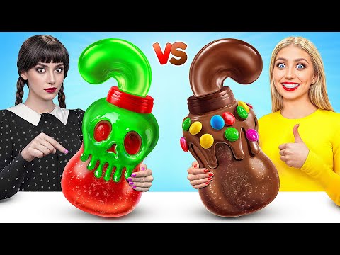 Desafio Comida Real vs Comida De Chocolate | Batalha de Comidas por Choco DO