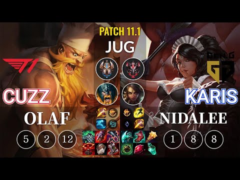 T1 Cuzz Olaf vs GEN Karis Nidalee Jungle - KR Patch 11.1