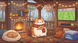 Cute Mochi Cozy Cabin Football 🍁 Warm Autumn Lofi for Study & Relax ☕ To Melt Cold Away