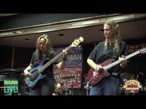 The Travis Larson Band performs at the Music Man booth at Bass Player Live