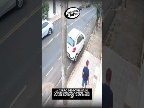 🚗 Carro desgovernado quase atropela pedestre e colide com poste em Birigui (SP)