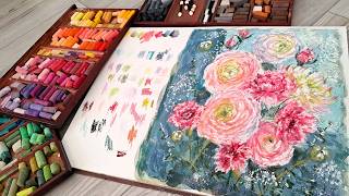Got Bad Watercolor Paper? It will work for this! Mixed Media Pastel Bouquet