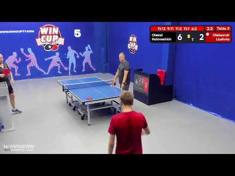 13:30 Головешкин Алексей 3-2 Люшня Александр  стол 5  ЮГ-4  14.07.22