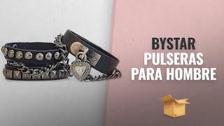 10 Mejores Bystar 2018: Bystar Bracelet of Punk Rock Rivet Wrap Retro Multi Circle Unisex Heart
