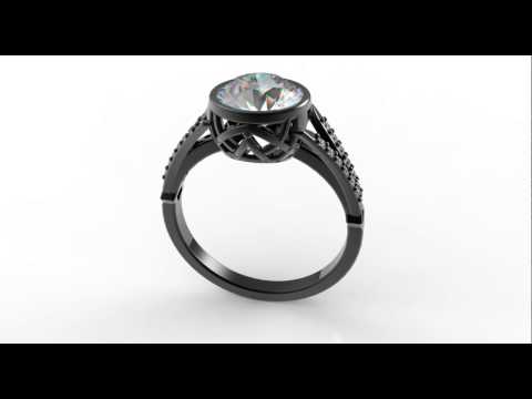 Black Gold Moissanite Engagement Ring -Unique Ring Design!