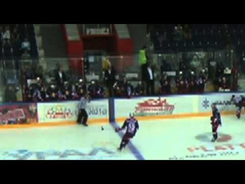 USHL in Russia: Markus Kojo glass-shattering check