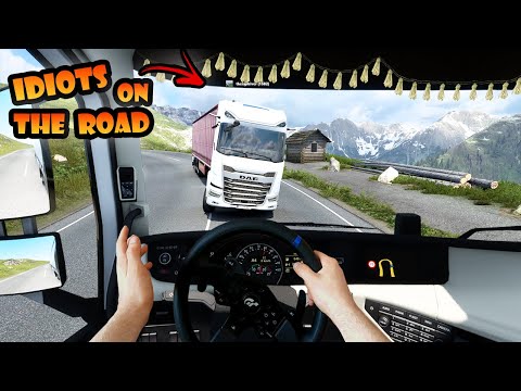IDIOTS on the road #90 - Alpine road CHAOS | Funny moments - ETS2 Multiplayer Real Hands
