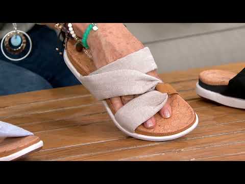 Clarks Cloudsteppers Linen Slide Sandals - Eliza Skip on QVC