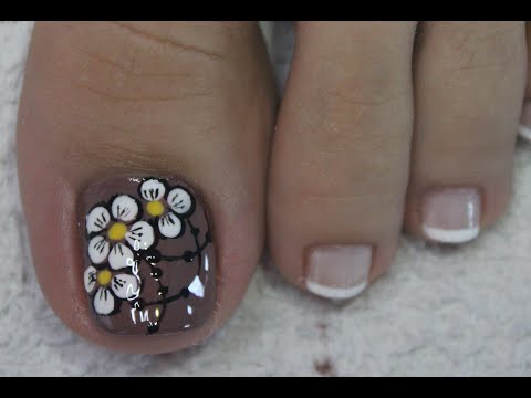 DISEÑO DE UÑAS PARA PIES FLORES Y FRANCES PRINCIPIANTES – FLOWERS NAIL ART – FRENCH NAIL ART – NLC