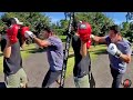 OSCAR DE LA HOYA BLASTING THE MITTS AS HE BEGINS COMEBACK TRAINING FOR POTENTIAL FIGHT