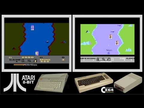 Atari 8-bit vs C64 : RIVER RAID (Side by side comparison)