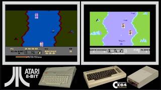 Atari 8-bit vs C64 : RIVER RAID (Side by side comparison)
