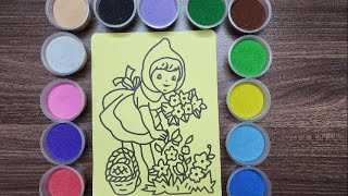 Sand painting the girl picking flowers - Cô bé hái hoa #art #drawing #funny #sandpainting