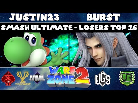 Warp Zone 2 Losers Top 16 - Justin23 (Yoshi) vs Burst (Sephiroth) - Smash Ultimate