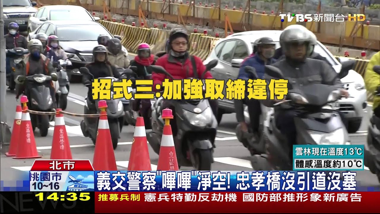 義交警察「嗶嗶」淨空! 忠孝橋沒引道沒塞
