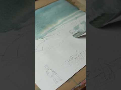 On the beach ©juliannefelton 8-27-2022 #original #beach #watercolor #painting #video #beach
