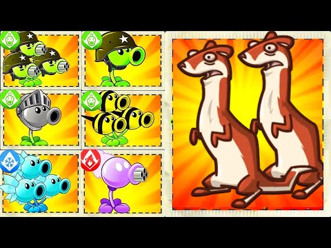 PvZ2 Battle - Peashooter & All Plants vs 9999 Ice Weasel with 5 Power-Up
