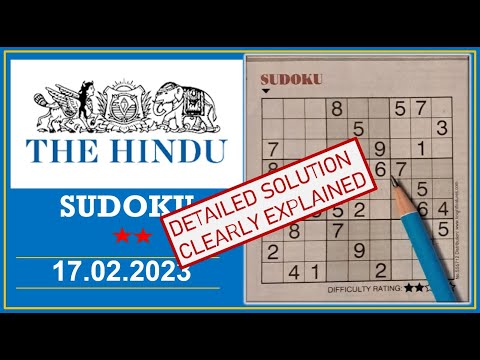 Video# 411 - How  to Solve 2 Star Hindu  Sudoku Feb 17,  2023 -  Step By Step Solution