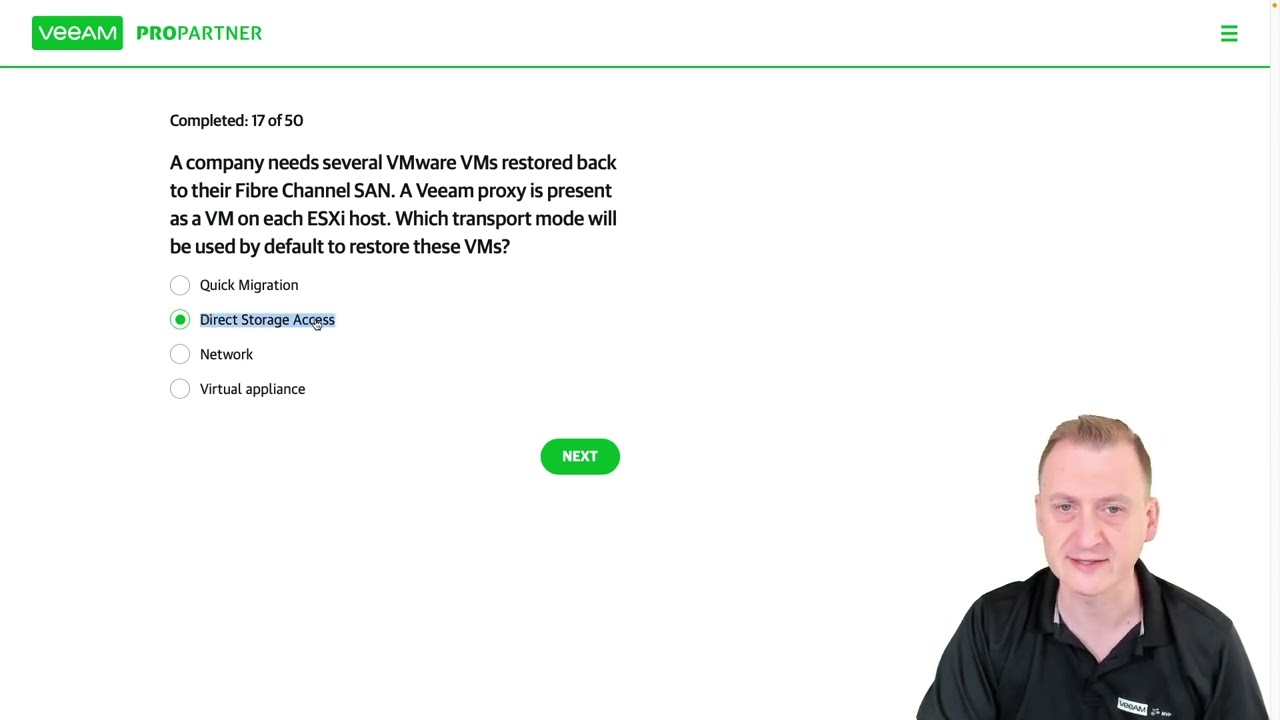 Veeam Certified Engineer - VMCE 2021 practice exam official: Question 34