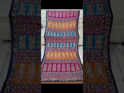 Indian block print Kathan silk dopatta designs | Full embroidery gota work* Fancy pearl stones