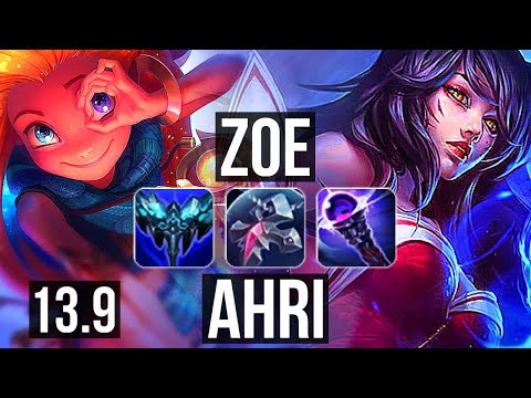 ZOE vs AHRI (MID) | 2.4M mastery, Legendary, 1000+ games, 14/3/11, Rank 9 Zoe | KR Challenger | 13.9