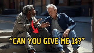 Homeless Man asks Clint Eastwood "Can you give me 1$?" Clint 's response is SHOCKING