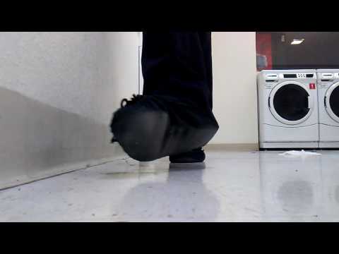 Used Minnetonka Moccasins in the laundromat