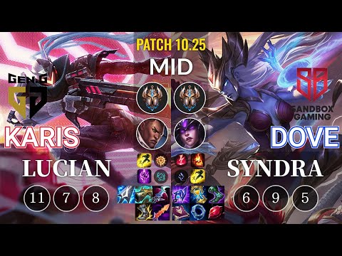 GEN Karis Lucian vs SB Dove Syndra Mid - KR Patch 10.25