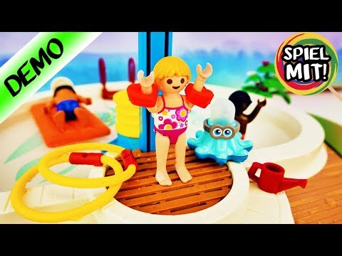 Playmobil SWIMMINGPOOL mit Regendusche! Kleines Schwimmbad für Familie Vogel? Set Aufbauen Deutsch