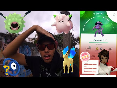 CONSEGUI GENESECT 100% E MUITO SHINY DEBAIXO DE CHUVA!  GO FEST 2020 - GAMEPLAY CANELA - POKEMON GO