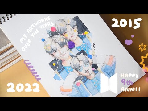 Art progress 2015 - 2022, 7 years self taught artist, never give up | BTS Paintings | ARMY Vlog 💣