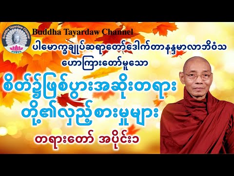 စိတ်၌ဖြစ်ပွားအဆိုးတရားတို့၏လှည့်စားမှုများ အပိုင်း ၁ #ပါမောက္ခချုပ်ဆရာတော်ဒေါက်တာနန္ဒမာလာဘိဝံသ