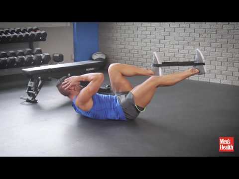 Bicycle crunch with band