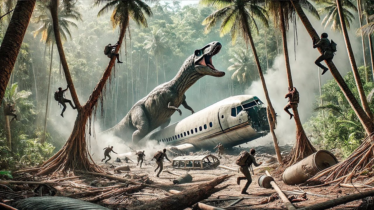 Passageiros Sobrevivem a Queda de Avião em uma Ilha, Porém ela Está Infestada de Dinossauros