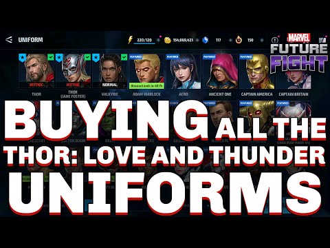 BUYING ALL THE THOR: LOVE AND THUNDER UNIFORMS | MARVEL FUTURE FIGHT