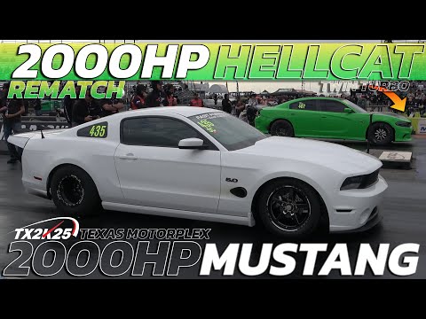 2000hp Hellcat Twin Turbo vs 2000hp Mustang 5 0 Drag Race @ TX2K25 Texas Motorplex