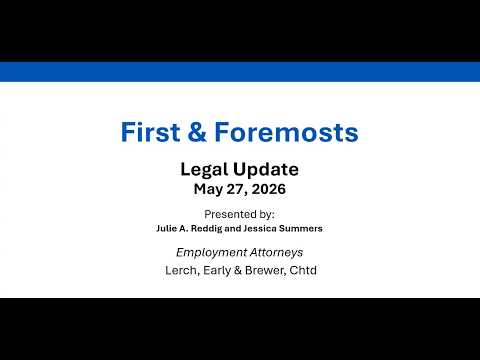 First & Foremost Employment Law Update May 2026
