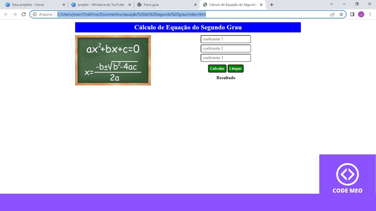 Watch Now ✅Programa para calcular a Equação do Segundo Grau com Javascript ✅Programa para calcular a Equação do Segundo Grau com Javascript
