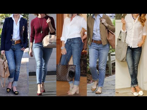 VISTE MODERNA Y ACTUAL CON ESTOS LOOKS Y OUTFITS CON PANTALONES JEANS A LOS 50 50 70 AÑOS O MAS
